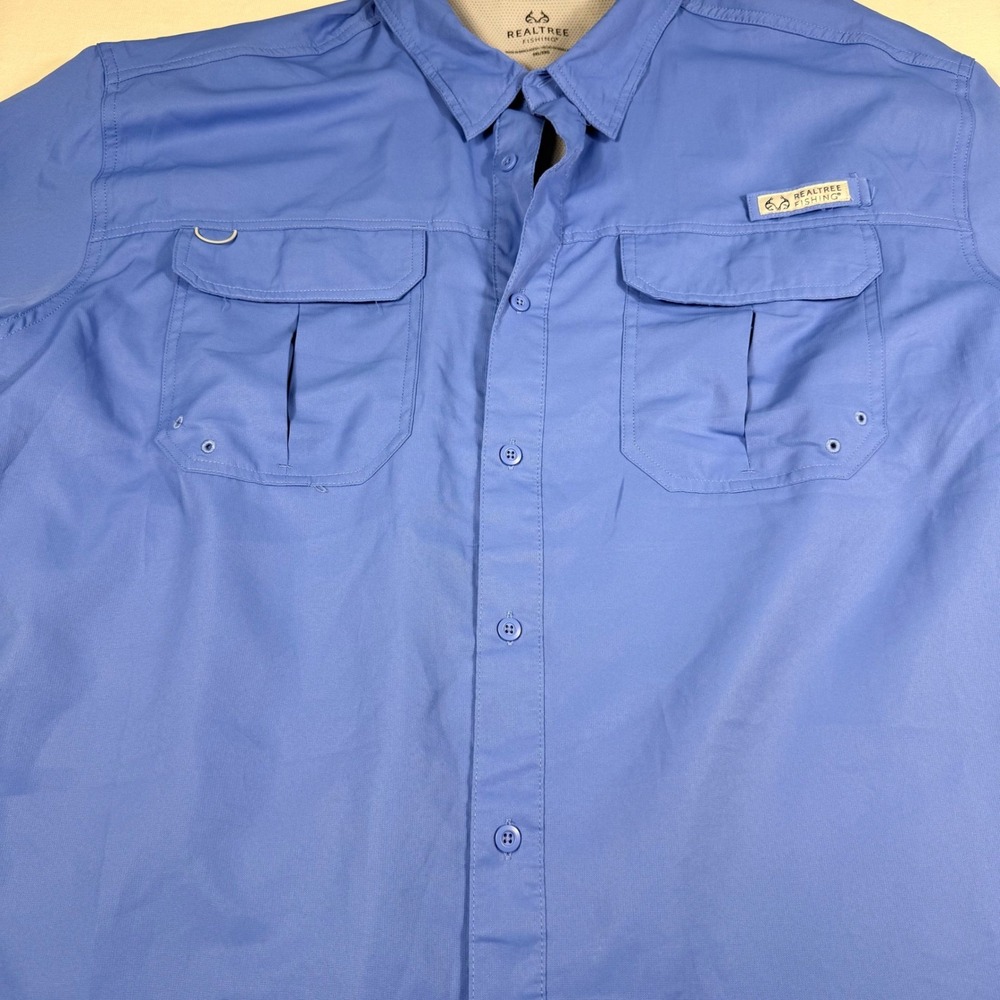 Realtree Fishing Shirt 3XL Blue Yonder Short Sleeve Vented Button Down TS10317 - Picture 14 of 16